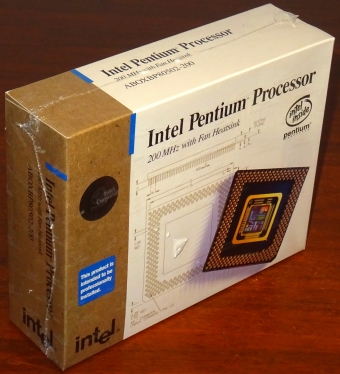 Intel Pentium Processor 200MHz CPU sSpec: SY045 VSU Uni-P, Prod. Code: ABOXBP80502200SY045 with Fan Heatsink & Hologram CPU Echtheitszertifikat, NEU in OVP 1997